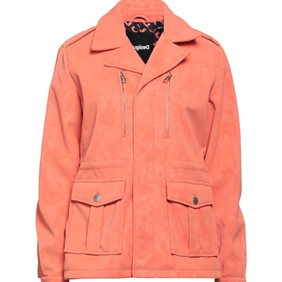 Desigual Straight Multi Pocket Jacket, Salmon, Size Small - Picture 8 of 10